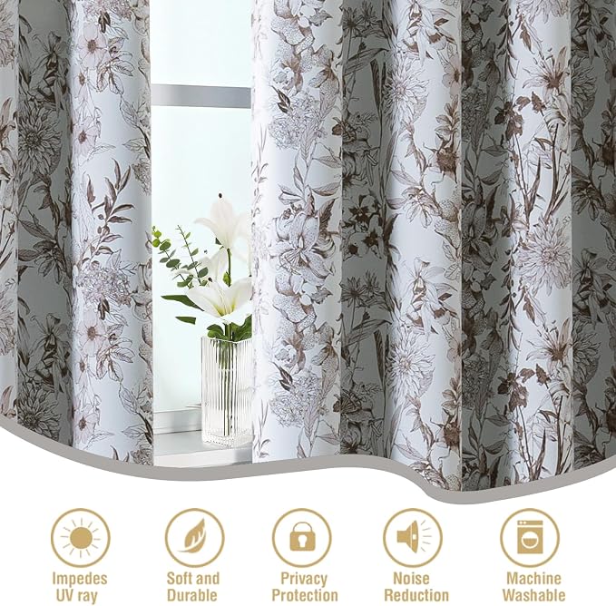 H.VERSAILTEX Blackout Curtains 96 Inch Length 2 Panels Set Floral Print Curtain - Image 6