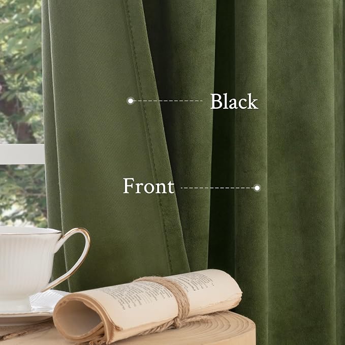 LAMIT Sage Green Velvet Curtains 90 Inches Long, Luxury Thermal Insulated - Image 5