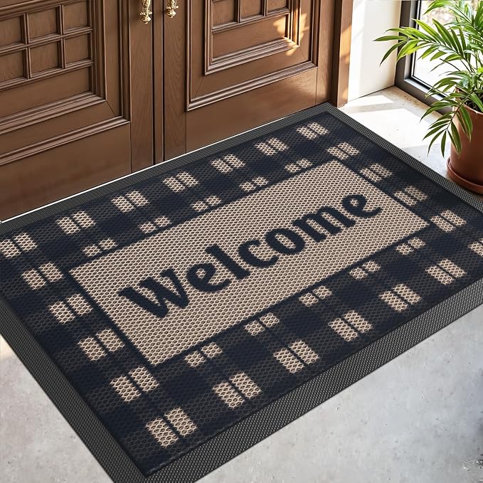 DEXI Front Door Mat Outside Entrance, Welcome Entryway Doormat Dirt Trapper by DEXI