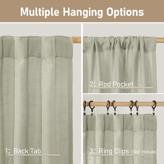 LAMIT 40 Inch Length Linen Curtains - Image 3