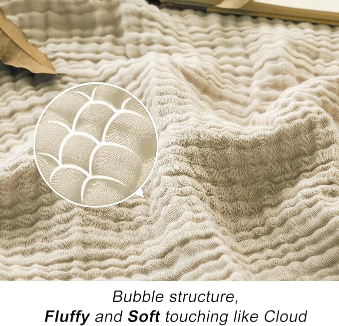 EMME Cotton Throw Blanket for Couch Soft Muslin Blankets 50"x60" Lightweight - Image 2