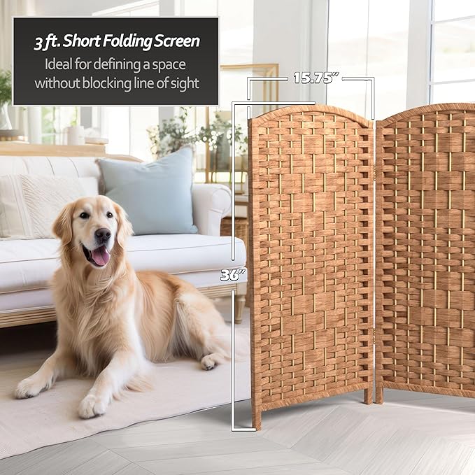 Red Lantern 3 ft. Short Diamond Weave Fiber Folding Screen - Image 5