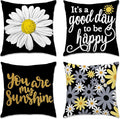Hexagram Spring Summer Pillow Covers 18x18 Set of 4, Outdoor Floral Daisy by Hexagram