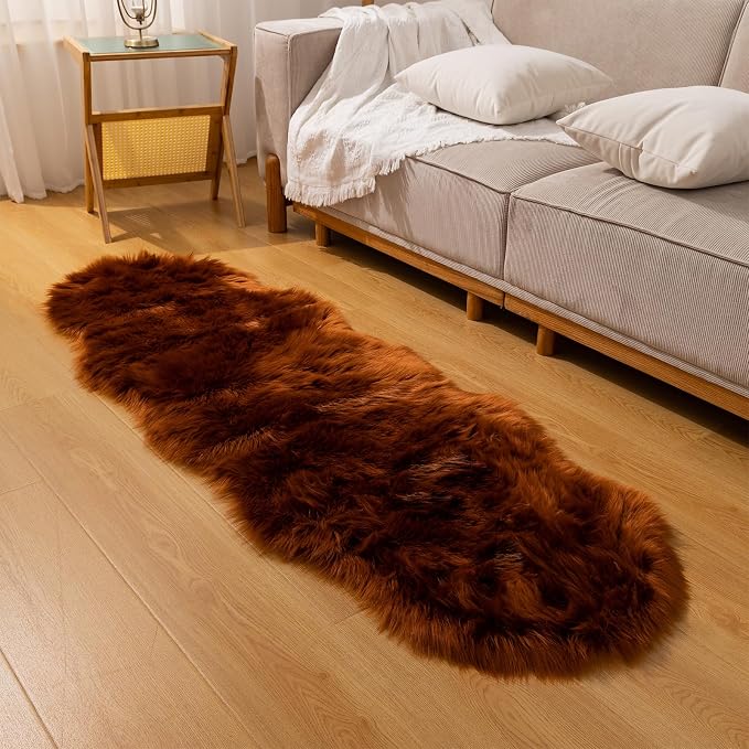 Faux Fur Rug Runner 2x6 ft Caramel - Image 5