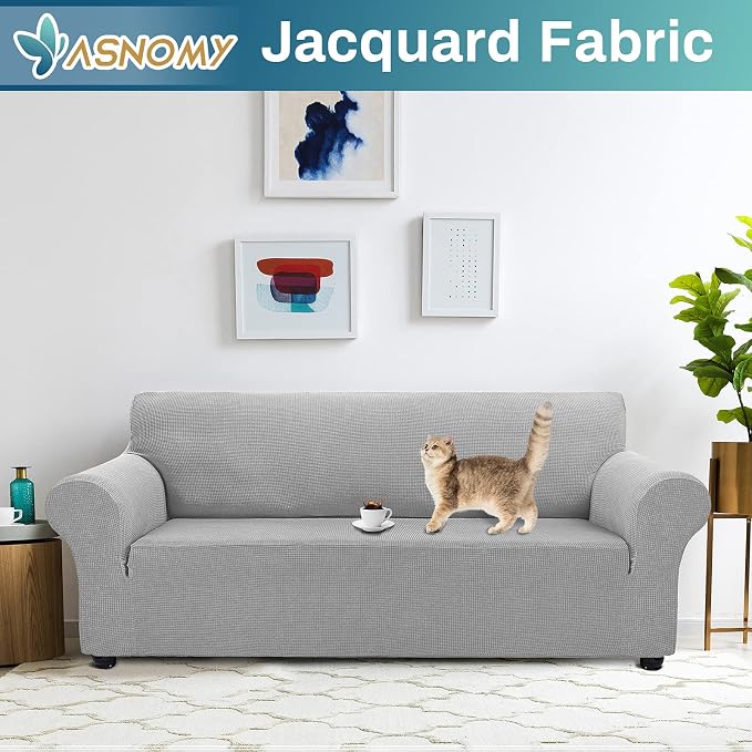 Asnomy Couch Covers for 3 Cushion Couch Stretch Sofa Covers Slipcovers - Image 2