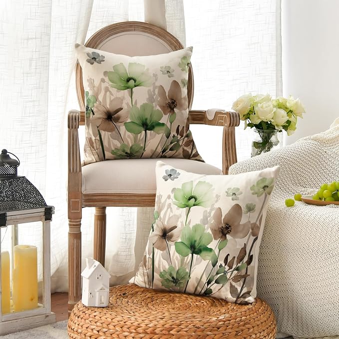 AVOIN colorlife Poppy Flowers Chinoiserie Throw Pillow Covers, 18 x 18 Inch - Image 2