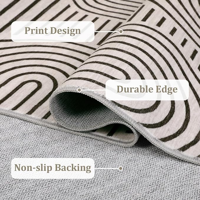 Washable Rug 4x6 Area Rugs for Living Room, Abstract Rug for Bedroom, Soft - Image 7