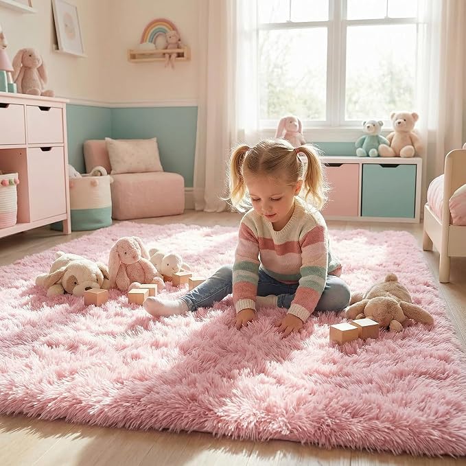 Pink Area Rugs for Bedroom Living Room, 5x8 Aesthetic Room Decor for Teen Girls - Image 8