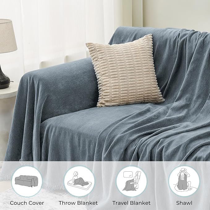 CAPALOCA Sectional Couch Covers, 2 Pieces Chenille Sofa Cover L Shaped Couch - Image 5