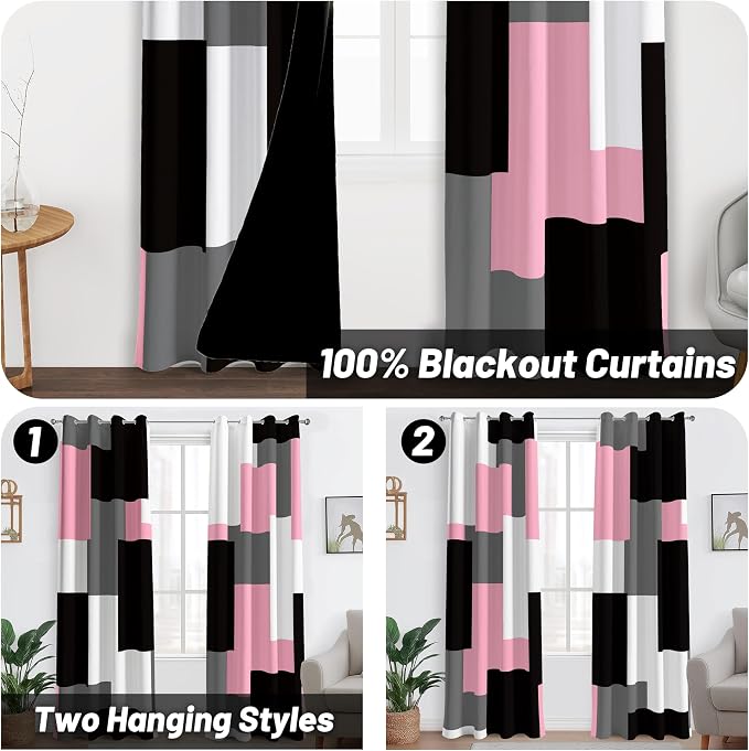 Tyrot Pink 100% Blackout Curtains - Image 2