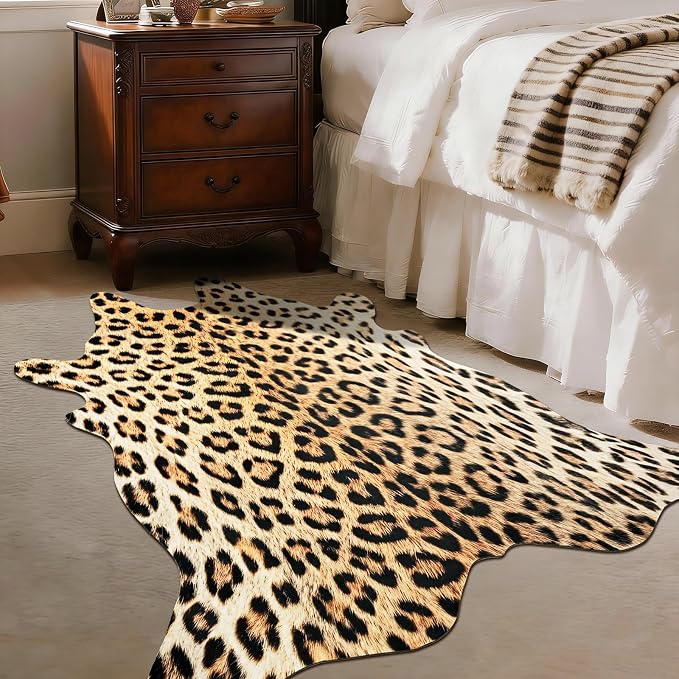 BENRON Premium Leopard Rugs for Living Room Bedroom, Non-Slip Throw Rug for - Image 2