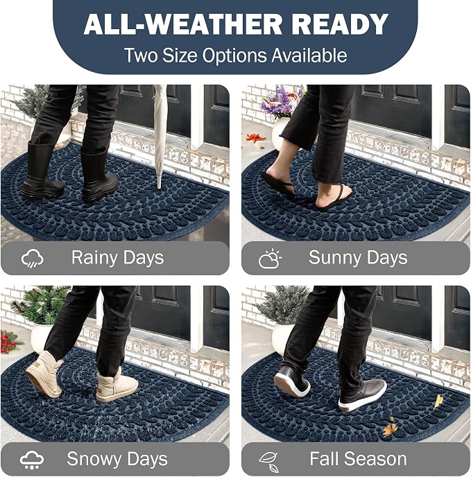 RORA Half Circle Door Mat Front Door Mat Outside Entrance Black Welcome Mats - Image 7