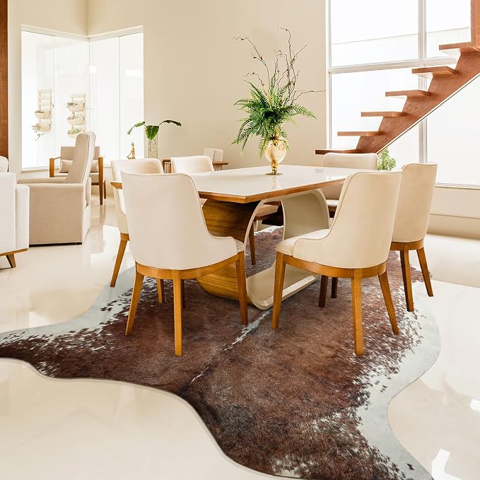 Easycozy Faux Cowhide Rug Large Cow Print 8 x 10 Feet Thickened Elastic Cowhide - Image 7
