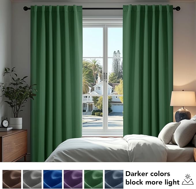 Deconovo Blackout Curtains, Thermal Insulated, W52 x L45 2 Panels, Back Tab - Image 4