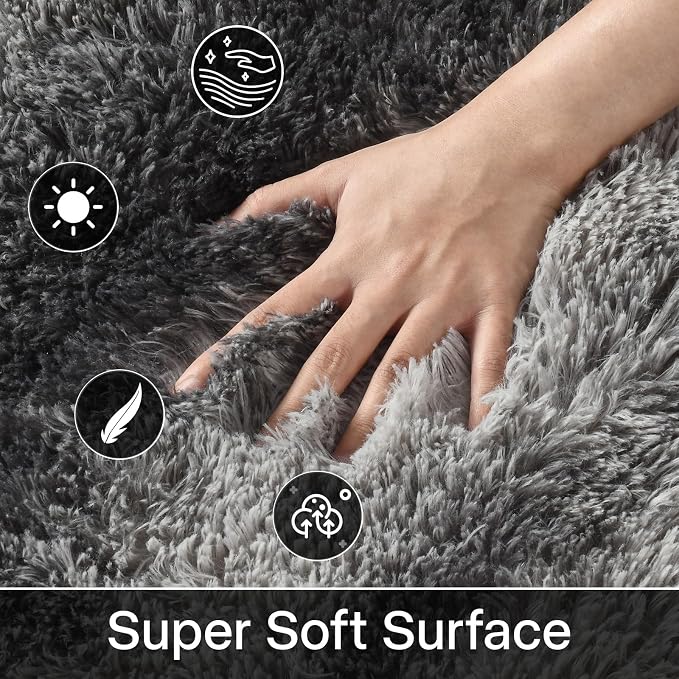 Meralax Grey Rugs for Living Room Bedroom, 5x8 Large Soft Fluffy Shaggy Gray - Image 5