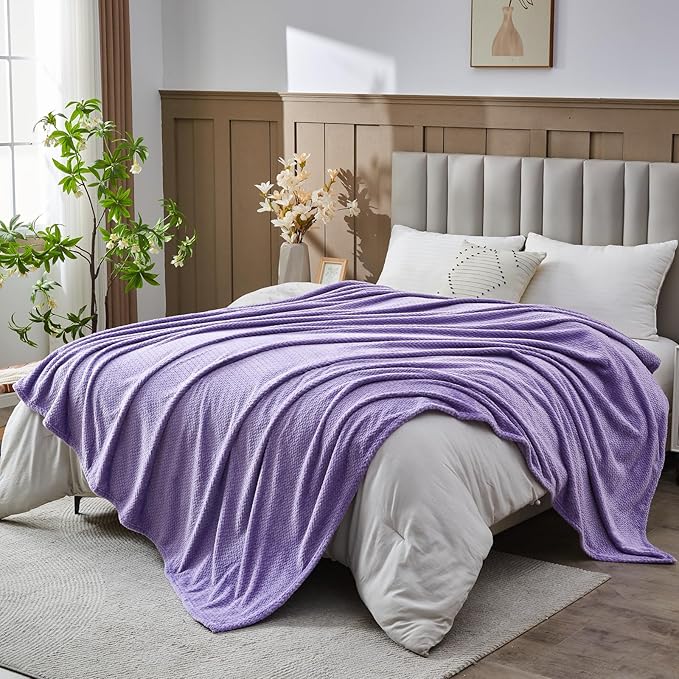 NEWCOSPLAY Super Soft Queen Blanket Lavender Premium Silky Flannel Fleece by NEWCOSPLAY