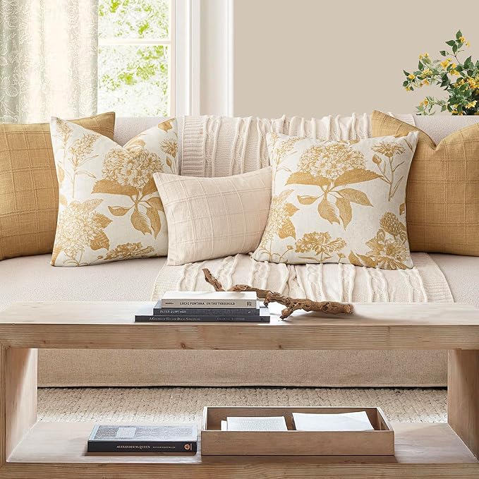 Foindtower Set of 2 Linen Floral Vintage Throw Pillow Covers Neutral Accent - Image 6