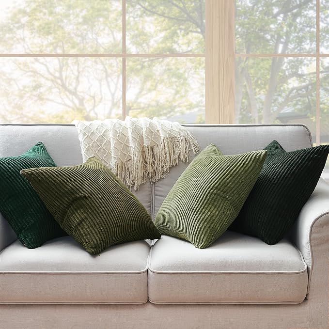 Topfinel Corduroy Throw Pillow Covers Pack of 2 Gray 16"x16" No Insert - Image 2