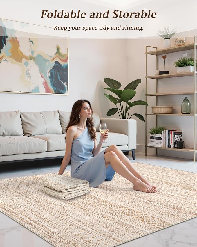 Miukiki 4x6 Area Rug for Living Room Moroccan Washable Rugs Non Slip Indoor - Image 5