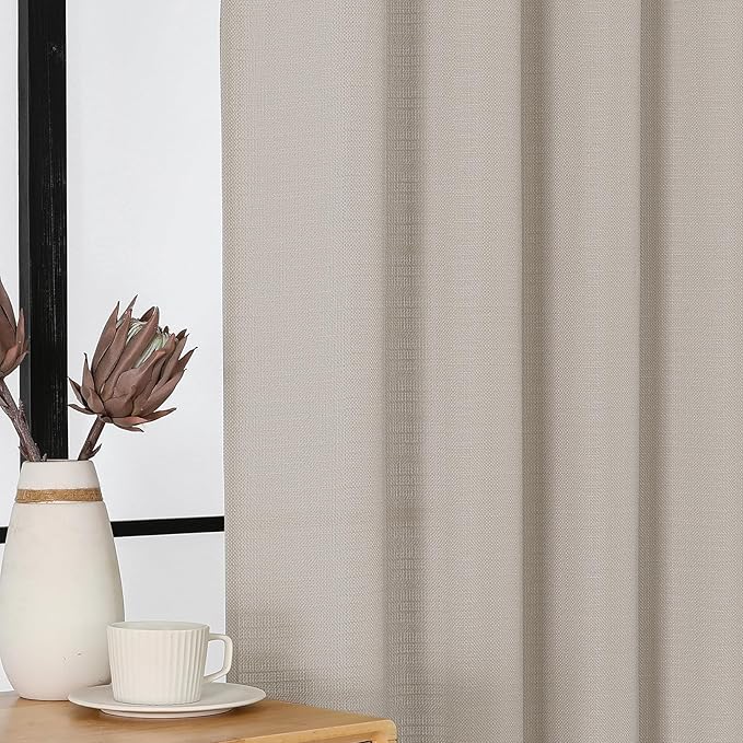 Chyhomenyc Valance for Windows, Faux Linen Slub Textured Semi Sheer Small - Image 8