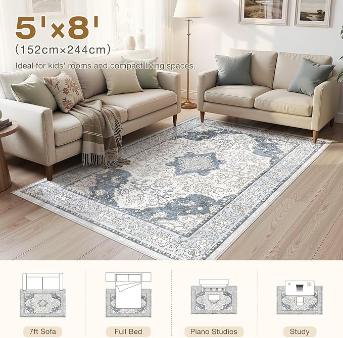 cotiled 5x8 Area Rugs Large Washable Rugs - Image 7