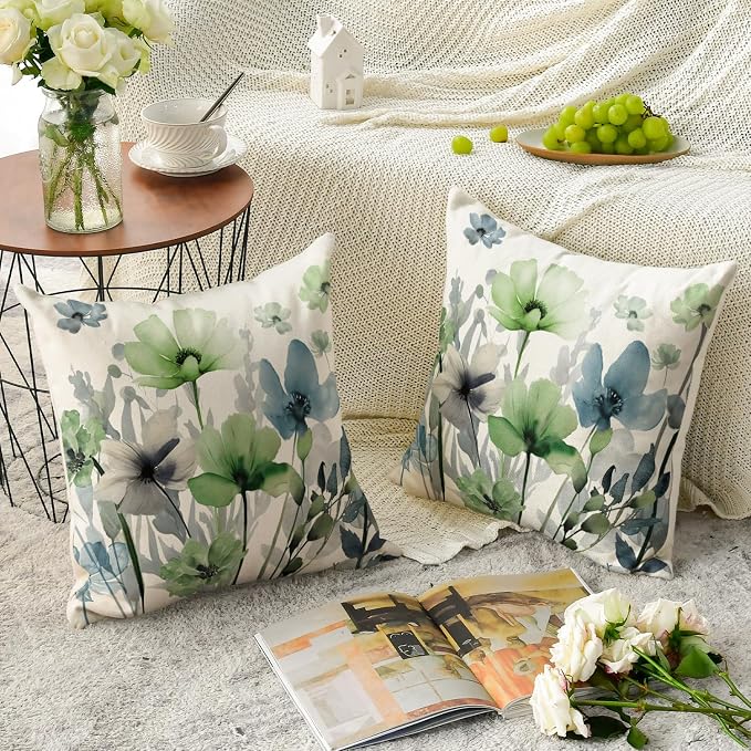 AVOIN colorlife Poppy Flowers Chinoiserie Throw Pillow Covers, 18 x 18 Inch - Image 5