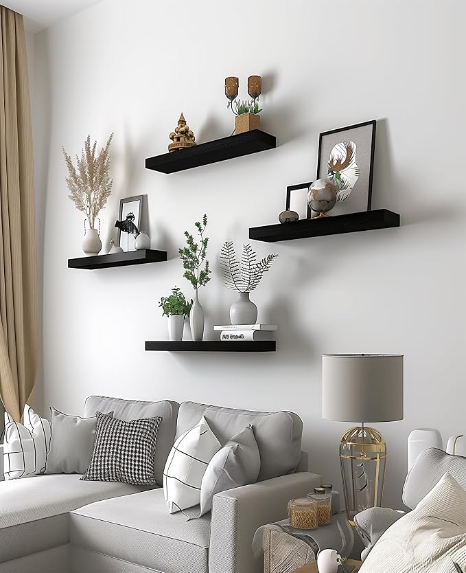 PHPH Wood Floating Shelves for Wall, Wooden Wall Shelves for Bedroom - Image 5