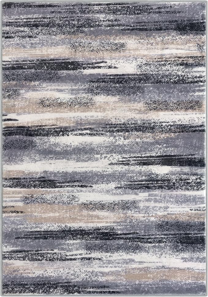 Lansny Modern Abstract 9x12 Large Machine Washable Living Room Rug Non-Slip - Image 9