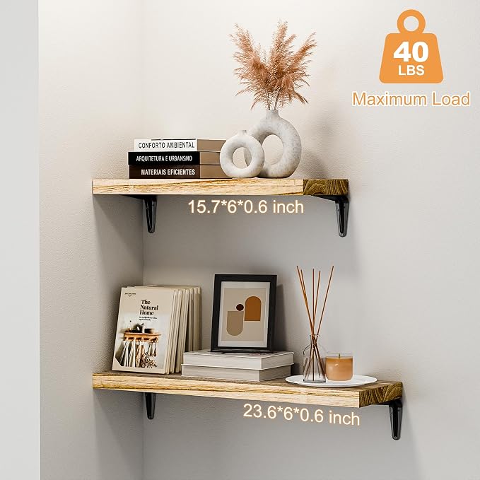 SKYSEN Floating Shelves for Wall Set of 6, 23.6in Wood Wall Shelf for Decor - Image 4