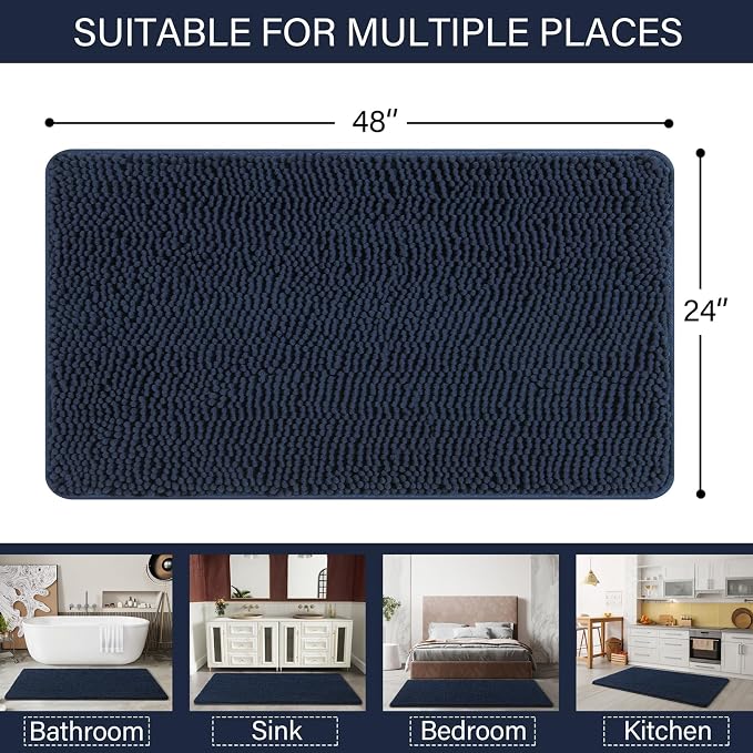 LOCHAS Luxury Bathroom Rug Shaggy Bath Mat 24 x 48 Inch, Washable Non Slip Bath - Image 2