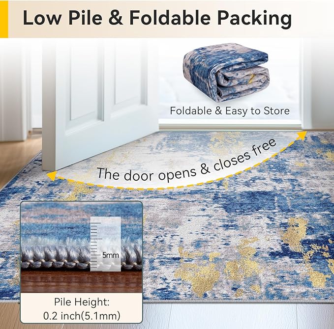 Washable Area Rugs 2'x3' Non-Slip Modern Abstract Soft - Image 5