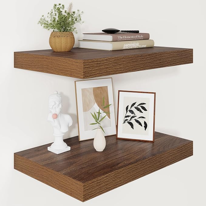 Vivelove Wide Floating Shelves for Wall 12 Inch Deep, 2 Inch Thick Shelf for by VIVELOVE