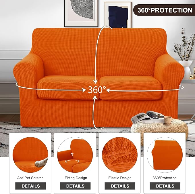 U-NICE HOME 3 Pieces Stretch Loveseat Couch Cover Sofa Cover Washable Sofa - Image 4