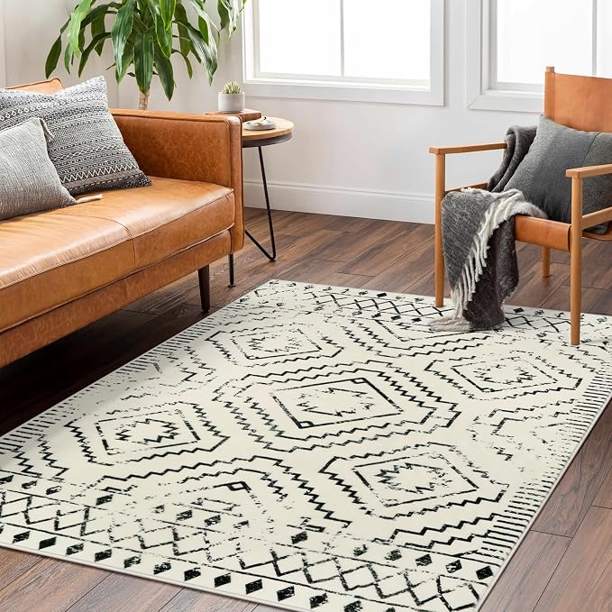 Wonnitar Moroccan 4x6 Area Rug, Washable Soft Large Rug - Image 5