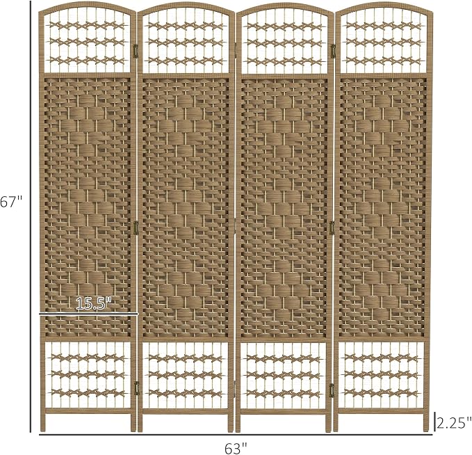 HOMCOM 4 Panel Room Divider, Folding Privacy Screen, 5.6' Room Separator - Image 7