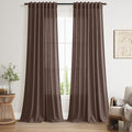 Nanspring Cappuccino Linen Blend Light Filtering Back Tab Curtains 102 Inches by Nanspring