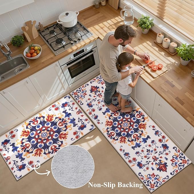 HEBE Washable Kitchen Rugs Sets of 3, Non Slip Absorbent Kitchen Rugs and Mats - Image 4