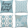Hexagram Blue Geometric Pillow Covers 16x16 Set of 4, Decorative Outdoor Modern by Hexagram