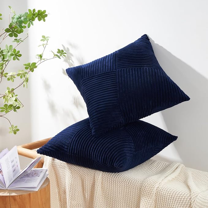 Topfinel Blue Decorative Throw Pillow Covers 12x12 Inch Cute Boho Stripe Soft - Image 4