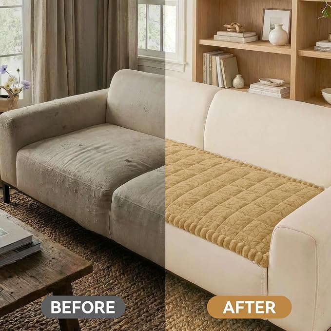 Smiry Non Slip Couch Covers for Dogs, Fuzzy Pet Couch Covers for 2 Cushion Sofa - Image 5