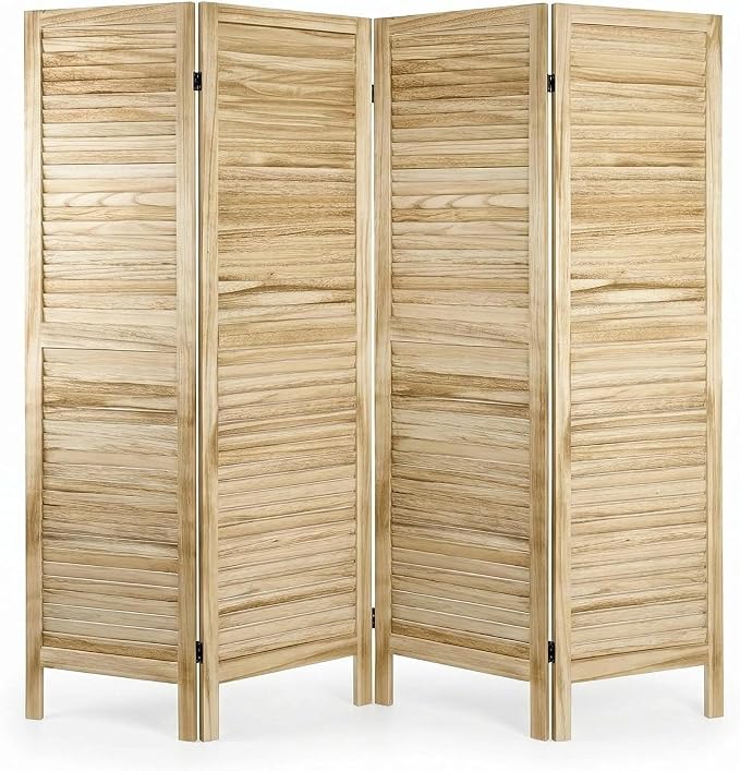 Bluecat 4 Panel Room Divider, Freestanding Solid Wood Partition Wall by Unknown