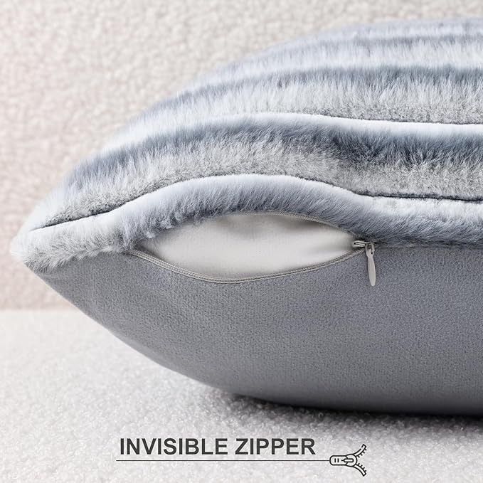 Pallene Faux Fur Plush Throw Pillow Covers 18x18 Set of 2, Luxury Soft Fluffy - Image 3