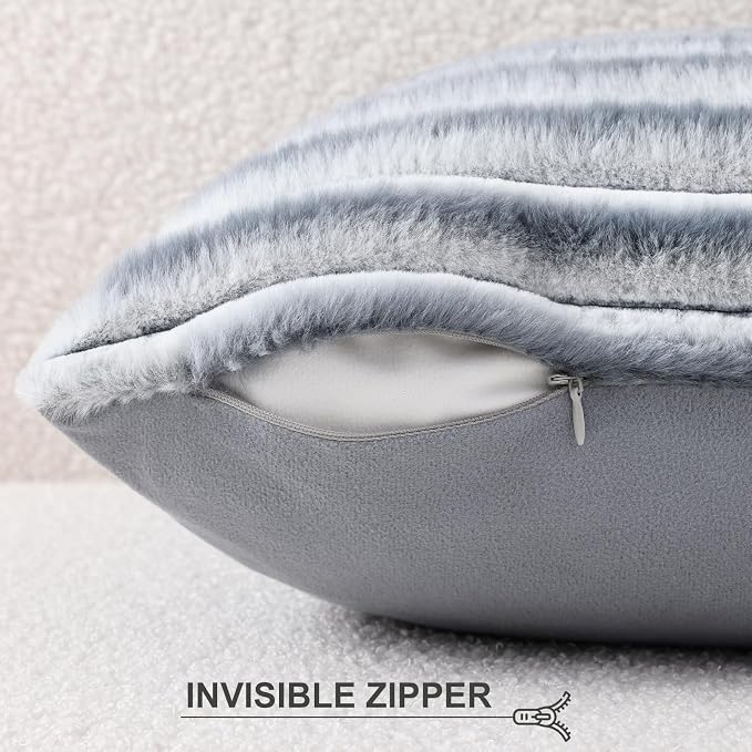Pallene Faux Fur Plush Throw Pillow Covers 20x20 Set of 2, Luxury Soft Fluffy - Image 3