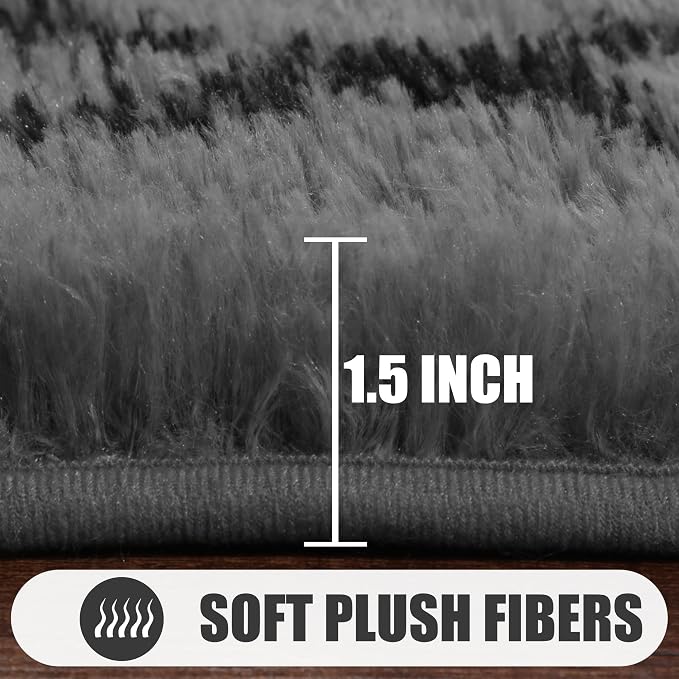ONASAR 6x9 Area Rugs for Living Room Bedroom, Large Fluffy Grey and Black Throw - Image 2