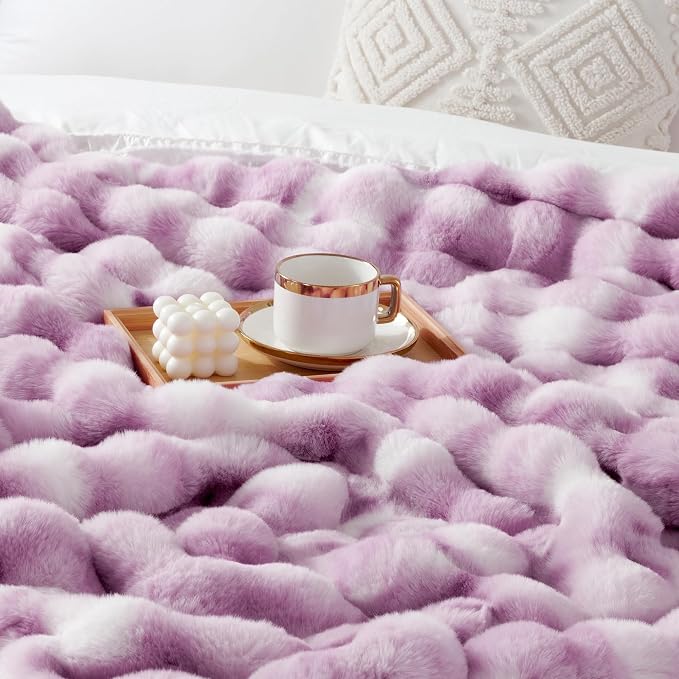 Touchat Luxury 1000GSM Faux Rabbit Fur Throw Blanket - Image 9