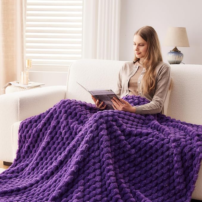 NEWCOSPLAY Super Soft King Blanket Purple Premium Silky Flannel Fleece 3D - Image 4