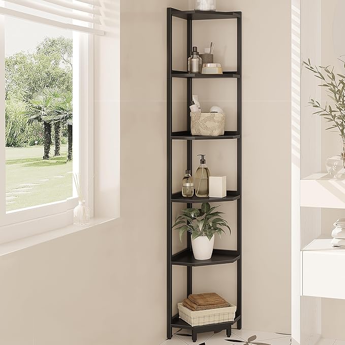 Hzuaneri Corner Shelf Stand, Corner Bookshelf, Storage Standing Shelf Unit by Hzuaneri