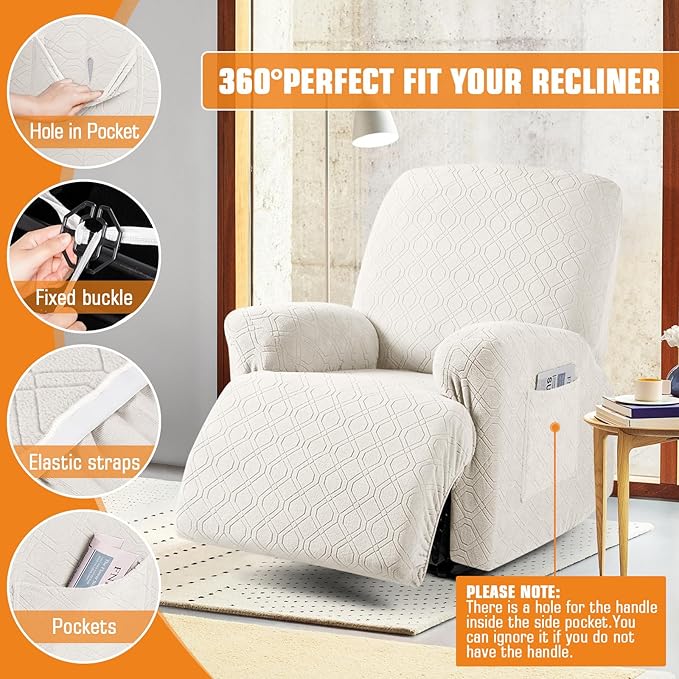 VANSOFY Recliner Chair Cover, 3-Pieces Stretch Recliner Covers - Image 4