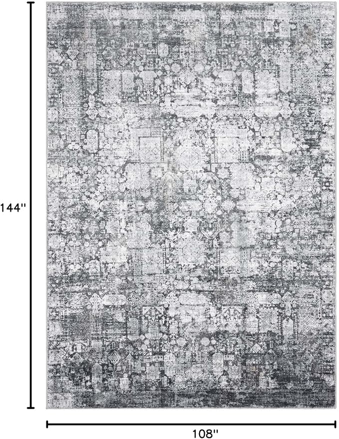 Area Rug 9×12, Large Vintage Boho Rug, Ultra-Soft Low Pile, Non Slip, Stain - Image 2