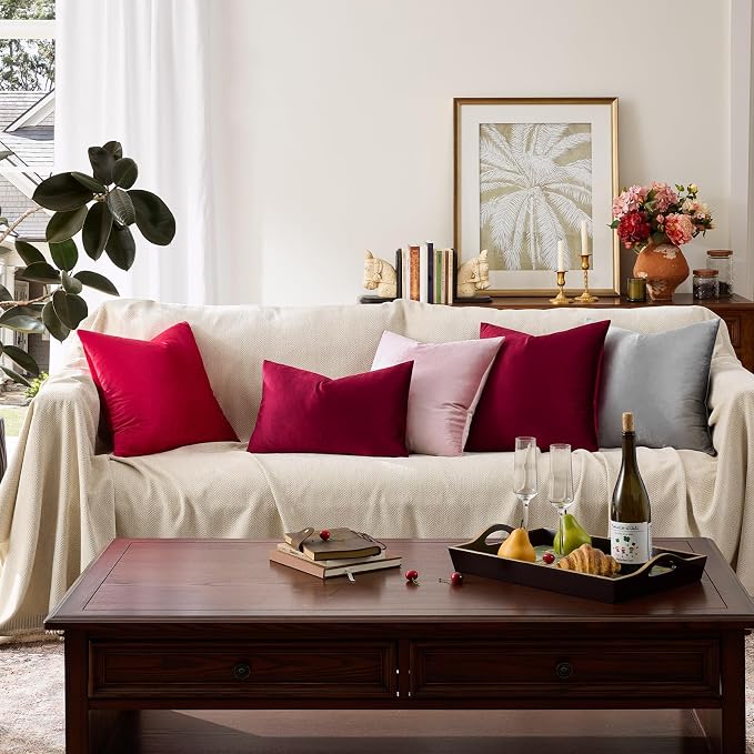 GIGIZAZA Velvet Pillow Covers 18x18: Pack of 2 Throw Pillows Soft Solid Covers - Image 5